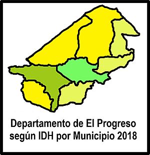 Archivo:Mapa del Departamento de El Progreso según IDH