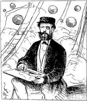 Archivo:O nosso desenhista A. L. von Hoonholtz, commandante da canhoneira Araguary, passando as baterias de Cuevas e desenhando-as com o maior sangue frio
