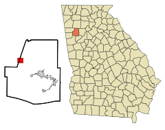 Paulding County Georgia Incorporated and Unincorporated areas Braswell Highlighted.svg