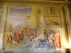 Villa di Poggio a Caiano, sala di Leone X, Alessandro Allori, Siface di Numidia che riceve Scipione