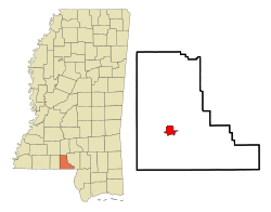 Walthall County Mississippi Incorporated and Unincorporated areas Tylertown Highlighted.svg