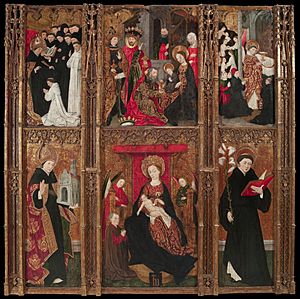 Antoine de Lonhy - Altarpiece of the Virgin, Saint Augustine and Saint Nicholas of Tolentino - Google Art Project.jpg