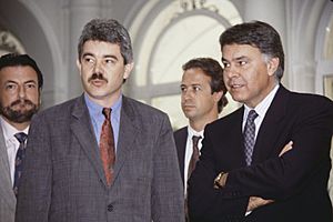 Archivo:Felipe González recibe al alcalde de Barcelona. Pool Moncloa. 20 de septiembre de 1989