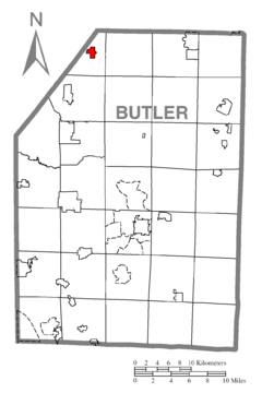 Map of Harrisville, Butler County, Pennsylvania Highlighted.png