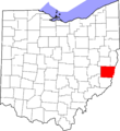 Map of Ohio highlighting Belmont County