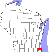 Map of Wisconsin highlighting Racine County.svg