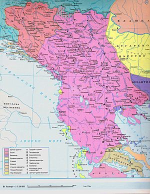 Archivo:Map of the Serbian Empire, University of Belgrade, 1922