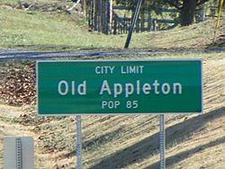 Old Appleton, Missouri, Road sign.jpg