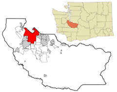 Pierce County Washington Incorporated and Unincorporated areas Tacoma Highlighted.svg