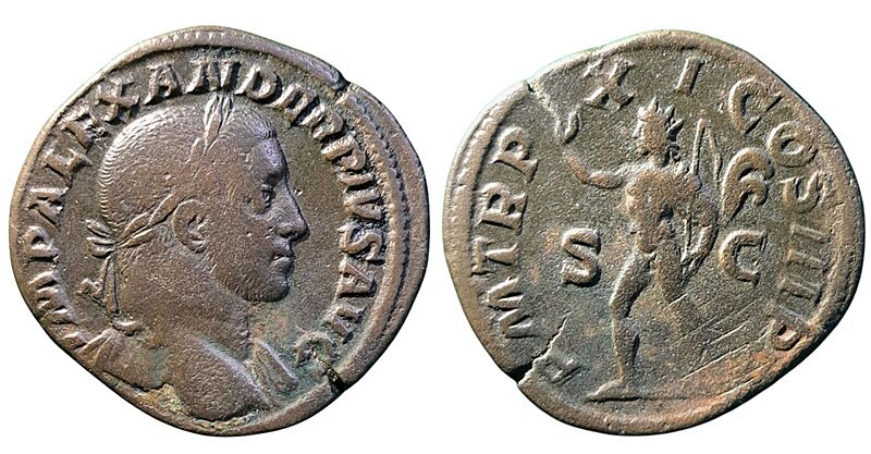 Sesterzio di Severo Alessandro - dio Sole, 234, RIC IV 535; BMC 932