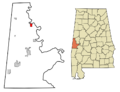 Sumter County Alabama Incorporated and Unincorporated areas Gainesville Highlighted