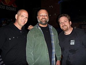 Archivo:Troika Games' Founders (left to right) Jason D. Anderson, Tim Cain and Leonard Boyarsky