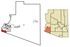 Yuma County Arizona Incorporated and Unincorporated areas San Luis Highlighted 0463470.svg