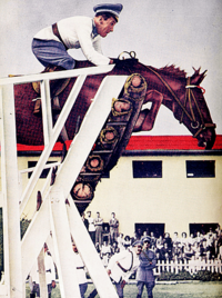 Archivo:Alberto Larraguibel y su caballo Huaso batiendo el récord mundial de salto alto