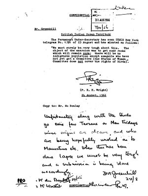 Archivo:Diplomatic Cable signed by D.A. Greenhill, dated August 24, 1966