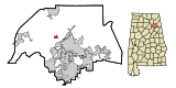 Etowah County Alabama Incorporated and Unincorporated areas Ridgeville Highlighted.svg