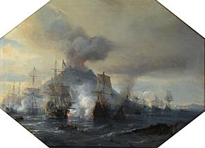 Archivo:French naval combat against the Dutchs and the Spaniards at STROMBOLI