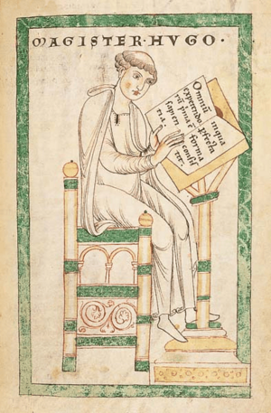 Archivo:Hugues de Saint-Victor rédige le Didascalicon - Parchemin. Vucanius 45, f° 130 (Leyde, Bibliothek der Rijkuniversiteit)