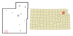 Jackson County Kansas Incorporated and Unincorporated areas Delia Highlighted.svg