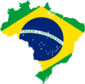 Map of Brazil with flag