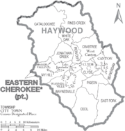 Archivo:Map of Haywood County North Carolina With Municipal and Township Labels