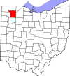 Mapa de Ohio con la ubicación del condado de Henry