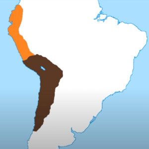 Mapa de la guerra civil Inca, Atahualpa al norte y Huáscar al sur.png