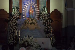 Archivo:Subida de La Virgen de Las Nieves a su camarín