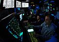 US Navy 060505-N-9079D-025 Air Traffic Controller 3rd Class David McKeehe works approach controller in Carrier Air Traffic Control Center (CATTC)