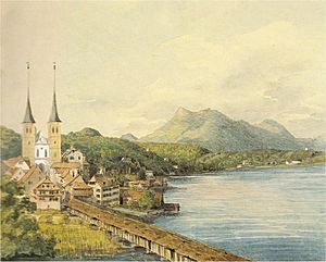 Archivo:Ansicht von Luzern - Aquarell Mendelsohn 1847