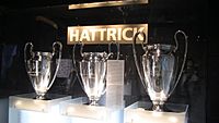 Archivo:Bayern hattrick champions league trophies