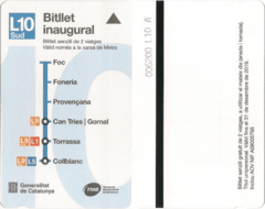 Archivo:Bitllet inaugural Provençana - L10 Sud (02-03-2019)