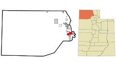 Box Elder County Utah incorporated and unincorporated areas Brigham City highlighted.svg