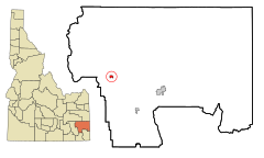 Caribou County Idaho Incorporated and Unincorporated areas Bancroft Highlighted.svg