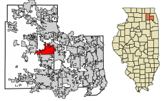 DuPage County Illinois Incorporated and Unincorporated areas St. Charles Highlighted.svg