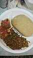 Eba and Efo riro (Vegetable Soup) with Fish