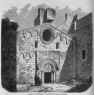 Archivo:Fachada del monasterio de San Pablo del Campo, en Barcelona, de Ruiz
