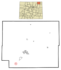 Logan County Colorado Incorporated and Unincorporated areas Merino Highlighted.svg