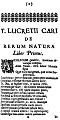 Lucretius De Rerum Natura 1675 page 1