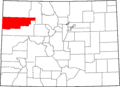 Map of Colorado highlighting Rio Blanco County