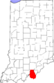 Map of Indiana highlighting Harrison County