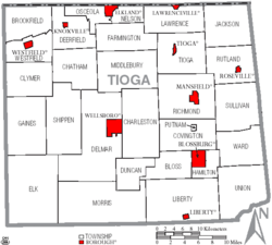 Archivo:Map of Tioga County Pennsylvania With Municipal and Township Labels