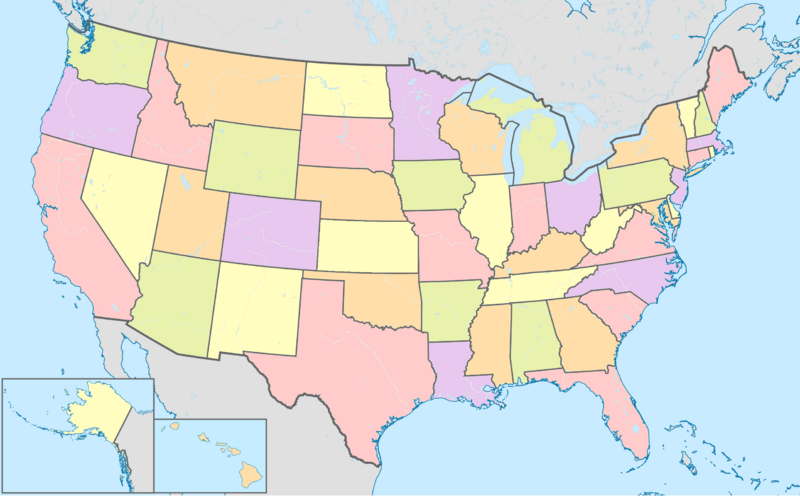 Map of the states of the United States
