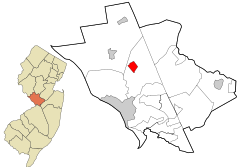 Mercer County New Jersey incorporated and unincorporated areas Lawrenceville highlighted.svg