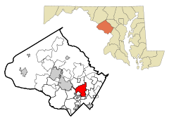 Montgomery County Maryland Incorporated and Unincorporated areas Wheaton-Glenmont Highlighted.svg
