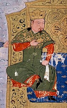 Representation of Hulagu Khan (1217-1265) Persian miniature taken from Jami al-tawarikh (Jami al-tawarikh) or Universal History by historian Rashid al-din (al din) (1247-1318) Around 1430. Paris, B.N (portrait).jpg
