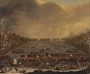 Archivo:Frost Fair on the Thames, with Old London Bridge in the distance - Google Art Project