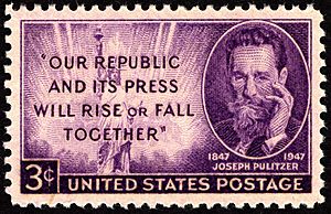 Archivo:Joseph Pulitzer 3c 1947 issue U.S. stamp