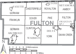 Archivo:Map of Fulton County Ohio With Municipal and Township Labels