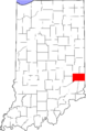 Map of Indiana highlighting Franklin County